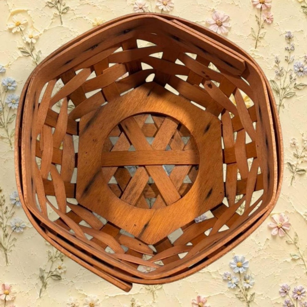 Longaberger Signed 2001 5.5 inch Hexagon Basket, Basket Only, No Liner